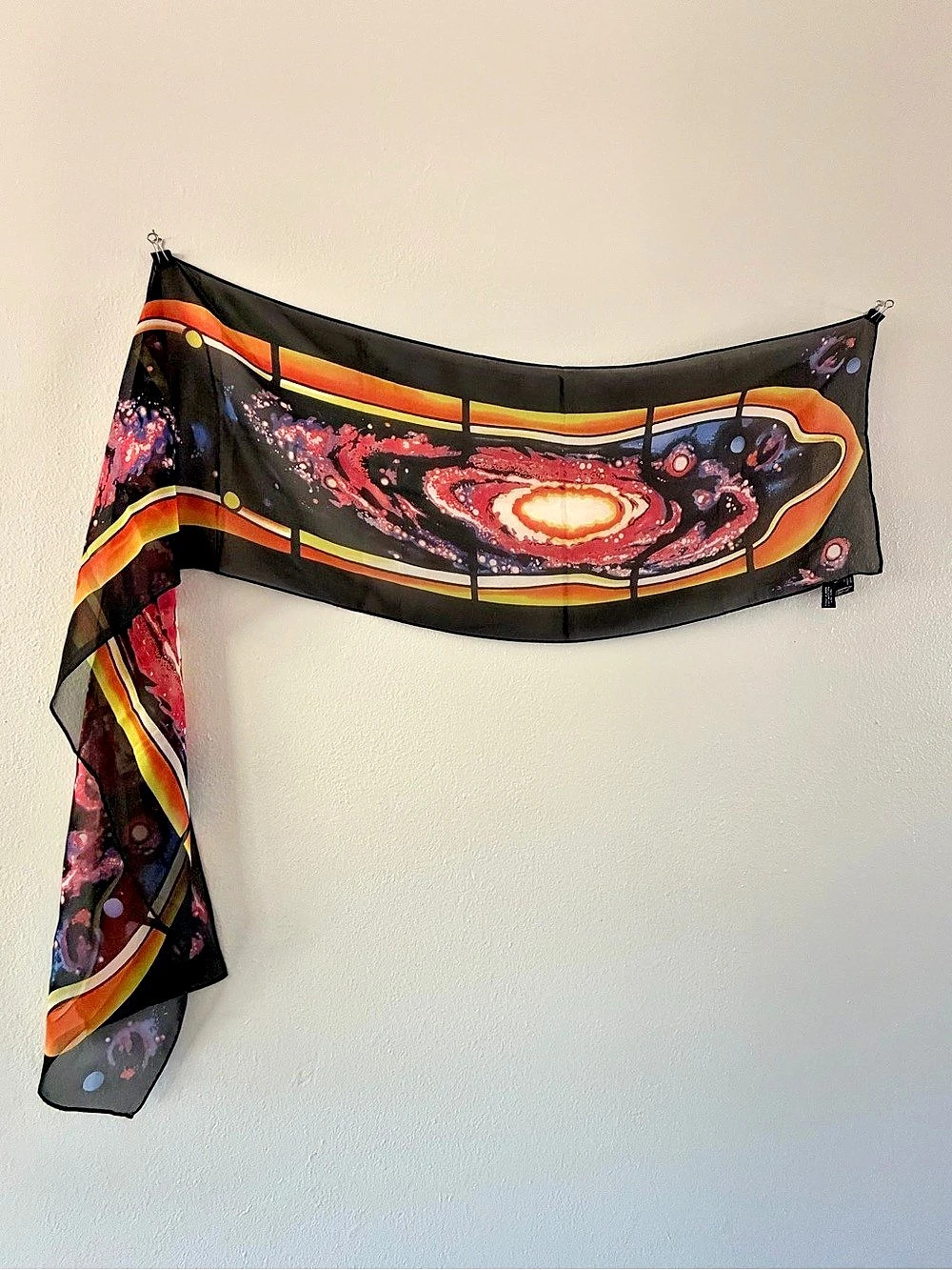 Washington National Cathedral Space Window Silk Scarf Black & Red